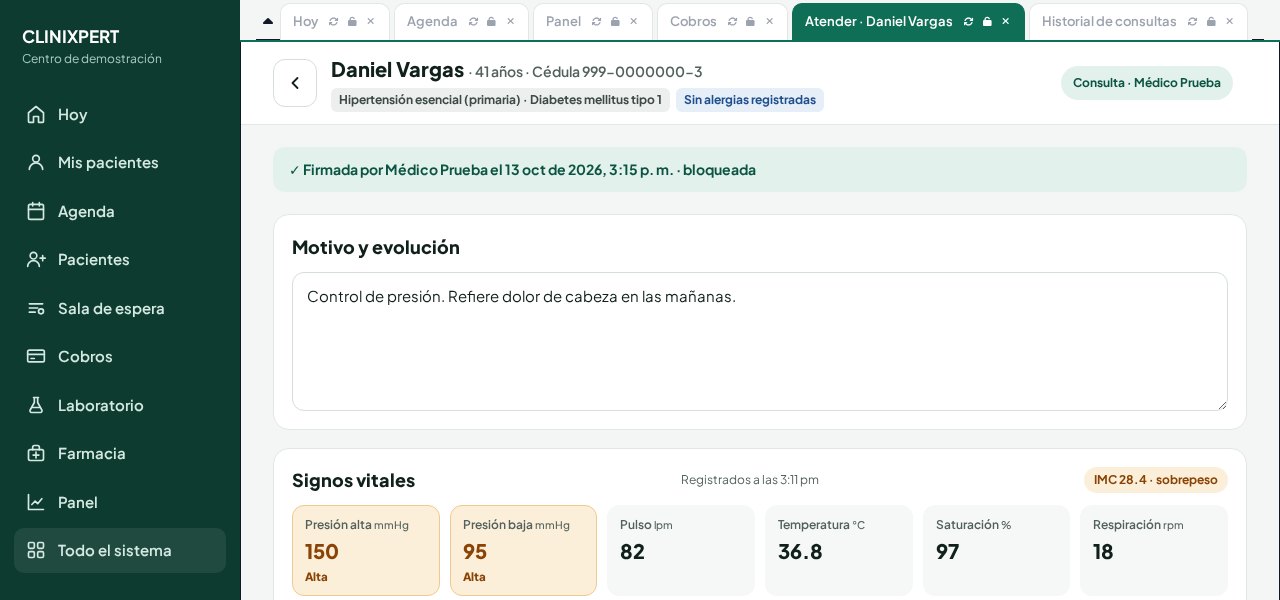 Consulta firmada en modo lectura
